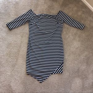Striped asymmetrical dress